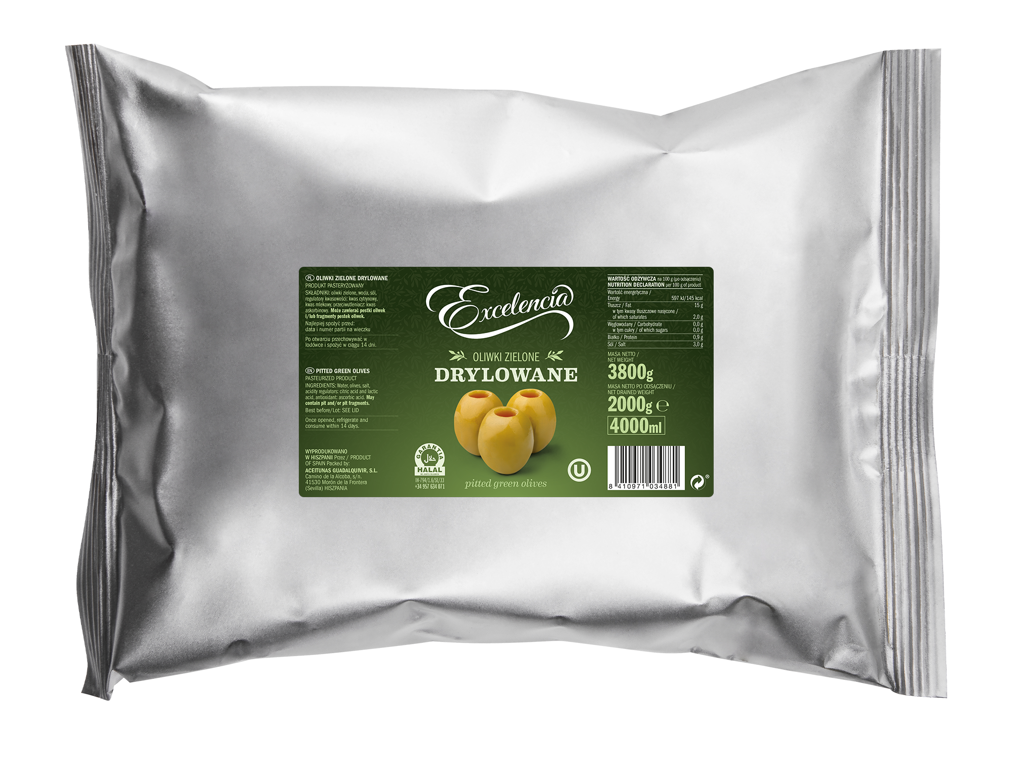 Excelencia Oliwki zielone drylowane 3,8 kg