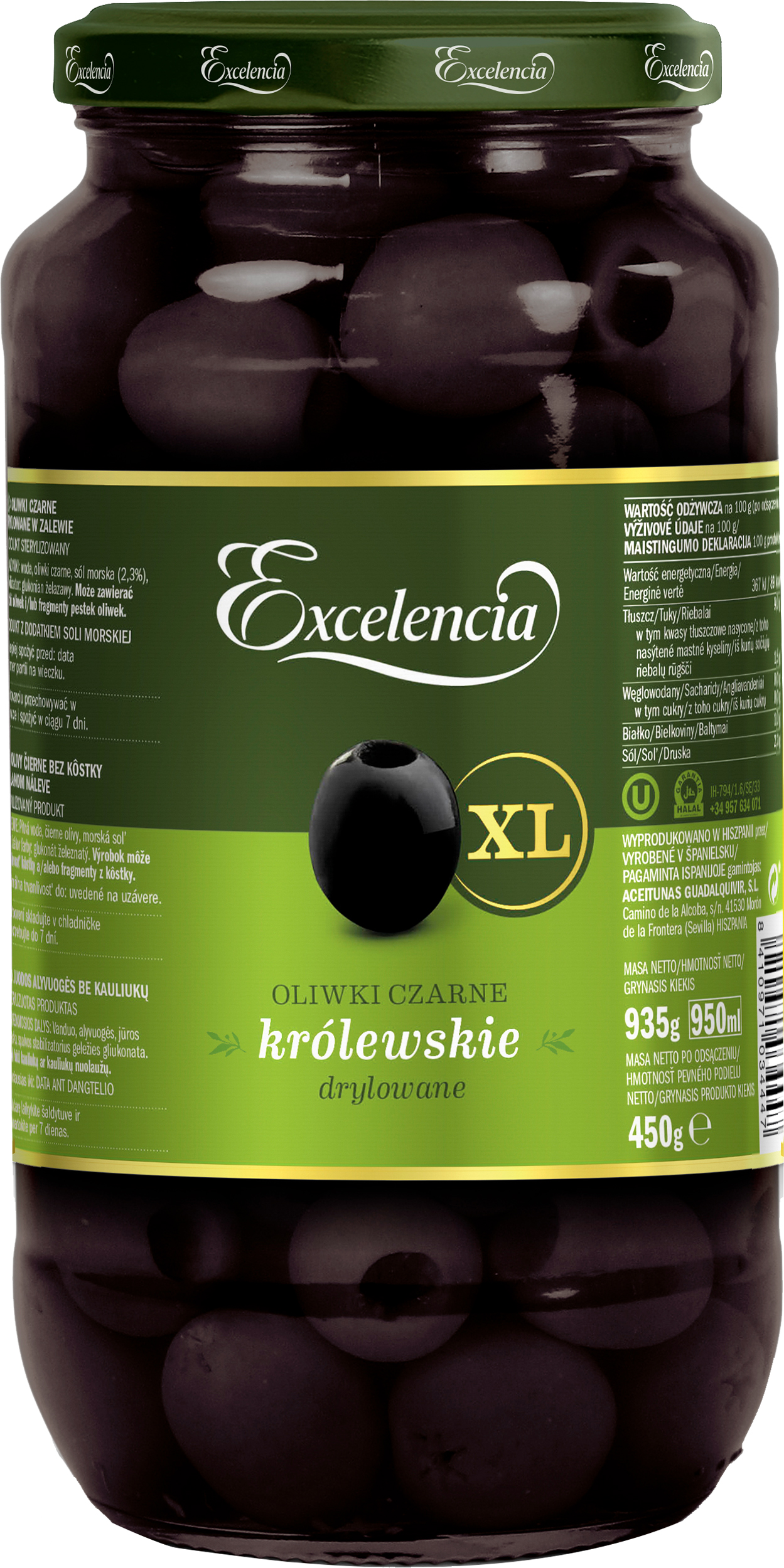 Oliwki czarne królewskie drylowane 910 g słoik