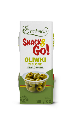 Oliwki zielone drylowane SNACK&GO 30g x 2