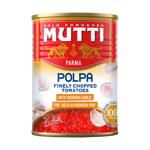 Mutti Pomidory drobno krojone z czosnkiem 